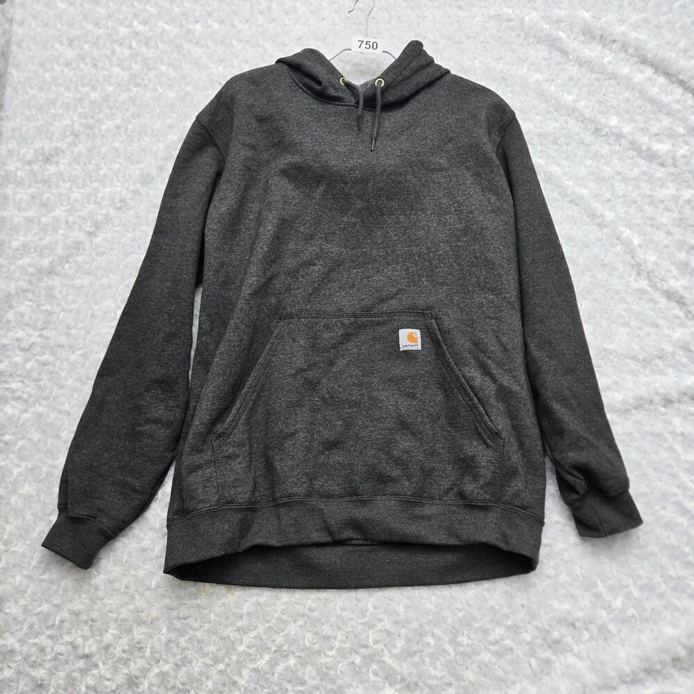 Carhartt Hooded Sweatshirt K288 026 Mens L Gray Crew Neck Long Sleeve Drawstring